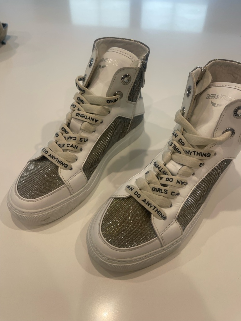 $448 -Zadig & Voltaire ZV1747 High Flash
Sneakers Size 36 Hightop Silver Shoes - Picture 9 of 11